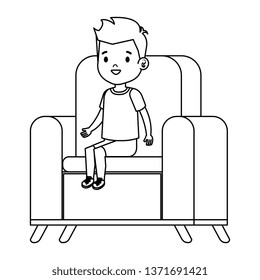 little boy sitting in sofa character