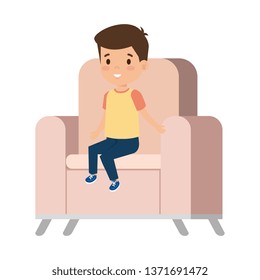 little boy sitting in sofa character