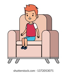 little boy sitting in sofa character