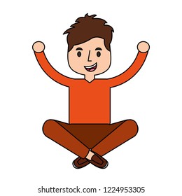 little boy sitting stretching her arms