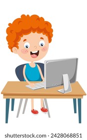 niño pequeño sentado en una mesa con una computadora