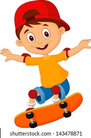 Little boy skateboarding