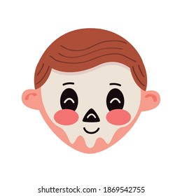 little boy with skeleton disguise character vector illustration design