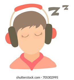 Little boy sleeping icon. Cartoon illustration of little boy sleeping vector icon for web