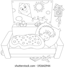 Little Boy Sleeping On His Couch Stock Vector (Royalty Free) 192642944 ...