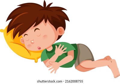 Little boy sleeping on a pillow illustration