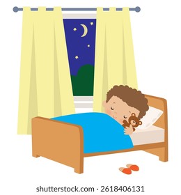 Little boy sleeping vector cartoon illustration