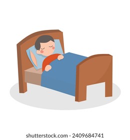 Little Boy Sleeps in the Bed