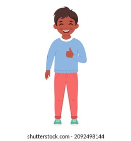 Little boy smiling. Elementary school student. Vector illustration
