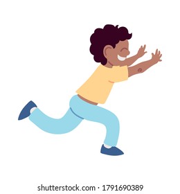 little boy smiling running cartoon vector illustration design