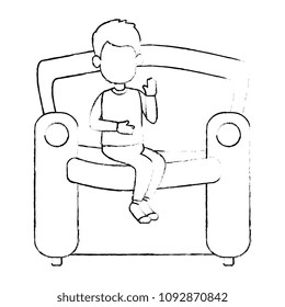 little boy son in the sofa character