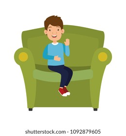 little boy son in the sofa character