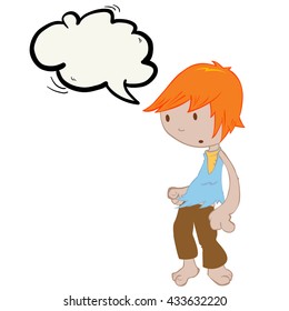 little boy with speech bubble cartoon