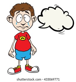 little boy with speech bubble crying cartoon