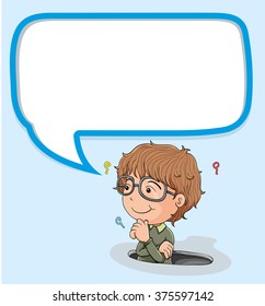 Little boy with speech bubble illustration