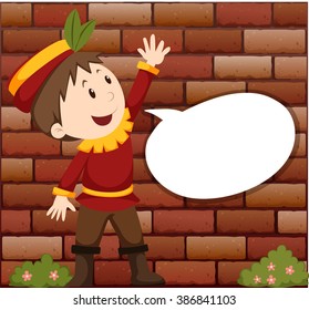 Niñito con ilustración de la burbuja del habla
