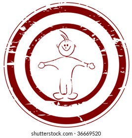 Little boy stamp, vector illustration