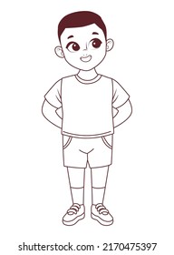 little boy standing cute character