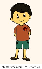 Little Boy Standing Vector Illustration