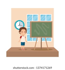 little boy student in the classroom