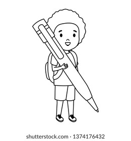 little boy student with pen