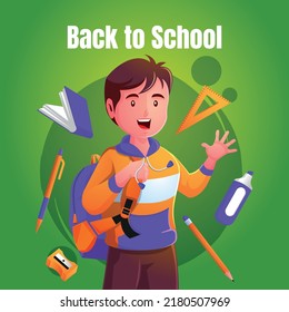 little boy student ready to learn back to school