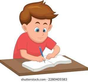 niñito estudiando en la mesa