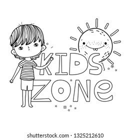little boy with sun kawaii kids zone scene