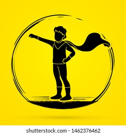 Little Boy Super Hero action cartoon graphic vector