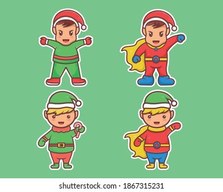 little boy and super hero of Christmas