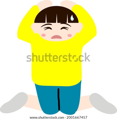 Little boy surprised by trouble
