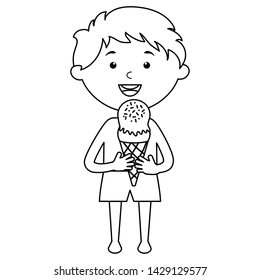 little boy with swimsuit and ice cream