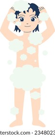 Little boy take a bath vector illustration