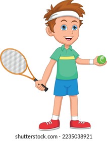 little boy tennis player cartoon