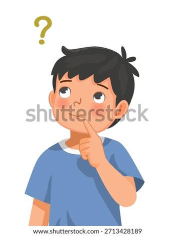 Little boy thinking confused with question mark