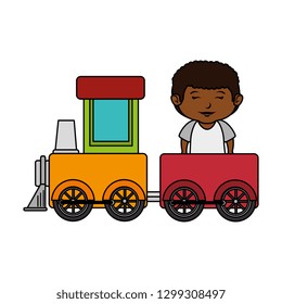 little boy with train toy