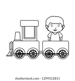 little boy with train toy
