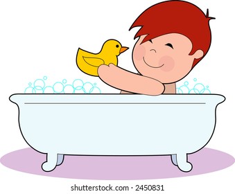 Little Boy Tub Rubber Duck Stock Vector (Royalty Free) 2450831