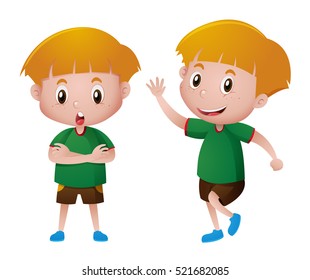 Little boy with two facial expressions illustration