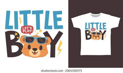 Little boy typography bear tshirt art fashion design