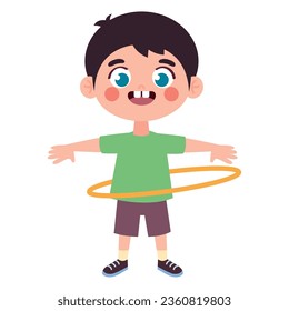 little boy with ula ula isolated icon