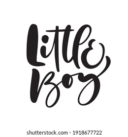 Little boy vector handwritten calligraphy baby lettering text. Children hand drawn lettering quote. Illustration for kids greeting card, t shirt, banner and poster.