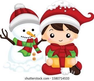 Little boy want to open his Christmas present