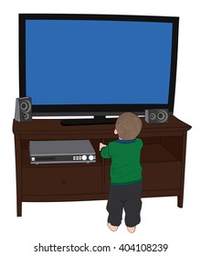 Little Boy watching TV while standing very close