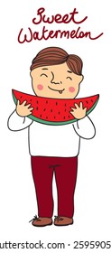 little boy and watermelon 