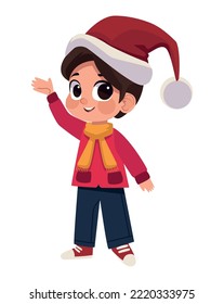 little boy wearign santa hat character