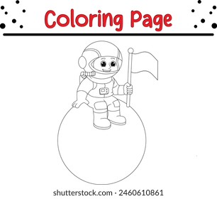 little boy wearing astronaut coloring book page for kids.