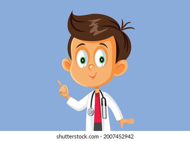Little Boy Wearing a Doctor Costume and a Stethoscope. Smart child dreaming to become a medical professional in the future
