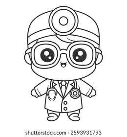 Little boy wearing a doctor's uniform, for coloring