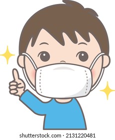 Little boy wearing a mask